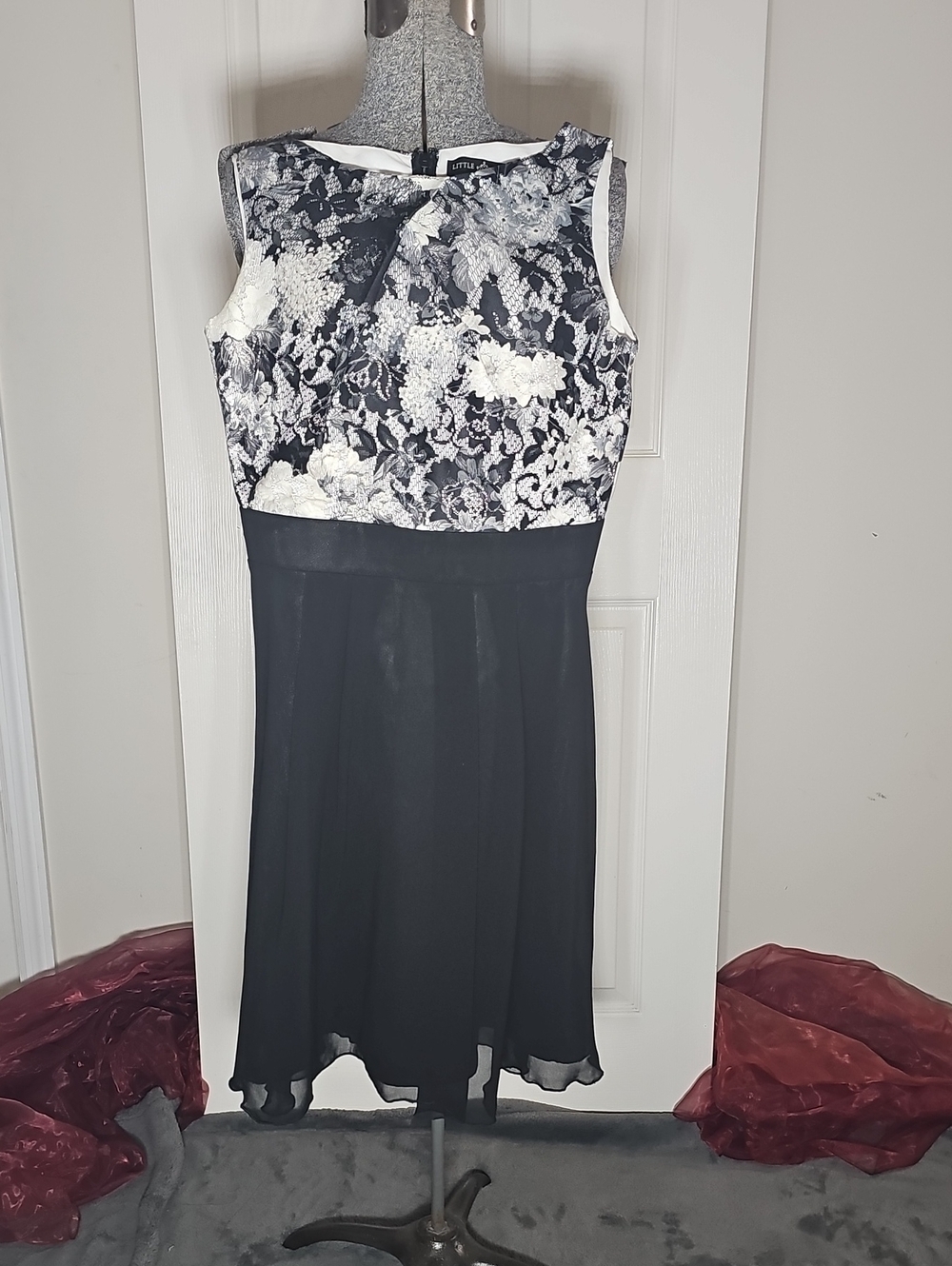 Little Mistress London Floral Lace Bodice Fit & Flare Party Dress US 6 UK 10